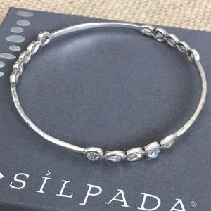 Silpada Magnifique 925 Sterling Silver CZ Crystal Bangle Bracelet Stackable